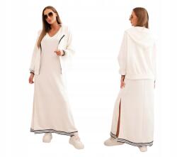 Kesi Ekrü női szett viszkózból, cipzáras pulóverrel és hosszú ruhával (5907302512529)