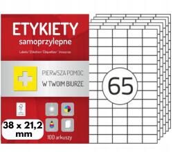 Dalpo 38x21mm öntapadós címkék fehér A4 100 laphoz 6500 címke Dalpo (EYA-1A-A06ML)