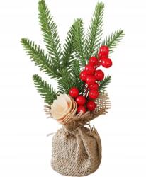 7&7 Karácsonyi Girland Galagonya, Piros Golyók Karácsonyi Dísz Karácsonyfa Nád (CHY-113)