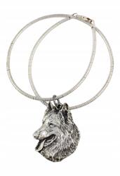 Art-Dog Belga juhászkutya nyaklánc kutyával, ezüst kígyó lánc medál (5906111282333)
