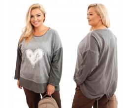 Kesi Plus Size pamut női pulóver szív mintával és grafit pöttyökkel (5907302142399)