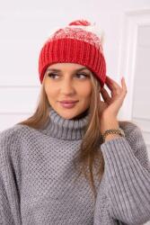 Kesi Női sapka pomponnal Abigail K326 málna+ecru