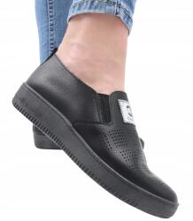  Női bebújós tornacipő ökobőr áttört könnyű sportcipő DQ117-1 r39 (DQ117-1 czarny)