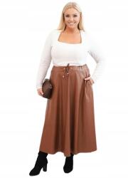 Kesi Plus Size női szoknya ökobőrből, gumis derékrésszel, camel (5907302148445)