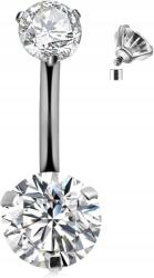  Titánium köldök piercing 10 mm, 14 g, dupla drágakővel (B08Y8SH6B2)