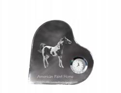  Ló American Paint szív alakú kristály óra az Ön fényképével (5055882452961)