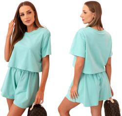 Kesi Menta színű női rövid blúz és bő szabású rövidnadrág szett (5907302897619)