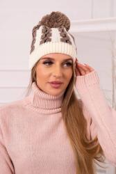 Kesi Női sapka pomponnal Rozalia K323 mocca+ecru