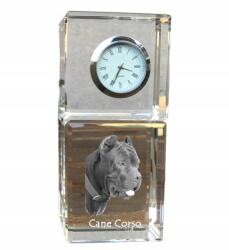  Cane Corso kristály asztali óra kutyával, saját fotóval, ajándéktárgy (5055882416178)