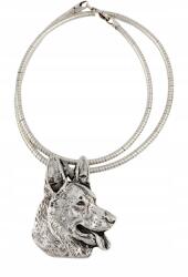 Art-Dog Német juhászkutya nyaklánc kutyával, ezüst kígyó lánc medál (5906111282043)