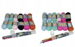 Alison & Mae Brokátos Pamut Fonal Készlet 6 Színben, 24 Db 2X Nagy Méretű Horgolótű, Nagy Csomag (2578029)