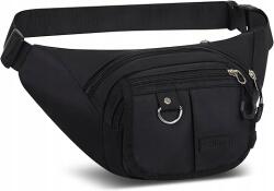  Vese Csípőtáska 6 Zsebbel Fekete Tágas Univerzális