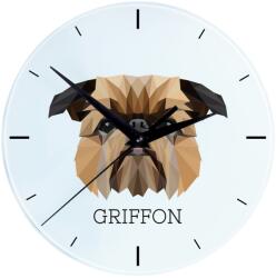 Art-Dog Brüsszeli griffendéles üveg falióra lógó geometrikus kutyával (5056739224526)