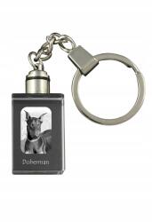 Art-Dog Doberman kristály kulcstartó kutya kulcstartó fényképpel megvilágított (5055882426665)