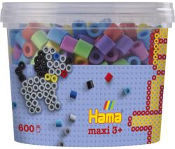 Hama Beads 8571 Cutie de margele cu aproximativ 600 de margele maxi colorate cu diametrul de 10 mm in amestec pastelat, distractie creativa pentru tineri si batrani (8571)