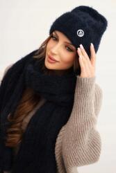 Kesi Női sapka és hosszú sál szett puha fonalból, sötétkék (5907302138071)