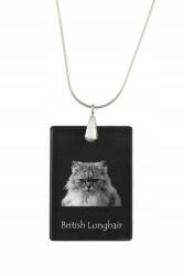 Art-Dog Brit macska hosszú szőrű ezüst nyaklánc kristály medállal (5055882455627)