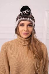 Kesi Női sapka pomponnal Rosa K368 fekete+erő+bézs