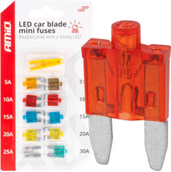 AMIO Set 10 buc Sigurante Auto Mini Tip Lama cu Indicator LED (04340) - ingcomag