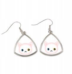 Art-Dog Török angora macska háromszög alakú lógós fülbevaló aranyos macskával (5056739253830)