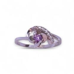  Ezüst gyűrű virág lila cirkóniával 54-es méret F001R
