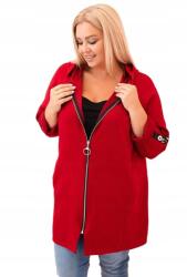 Kesi Piros Plus Size női pulóver kapucnival és dekoratív cipzárral (5907302511133)