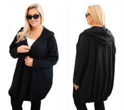 Kesi Plus Size női pamut kapucnis pulóver cipzárral, fekete (5907302137197)