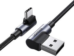 UGREEN Cablu inclinat Ugreen 90° USB C - USB 2.0 480Mbps 3A 3m negru (US176)