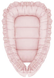 MimiNu Cosulet bebelus, MimiNu, Baby Nest 55 x 75 cm, Cu Volanase, Husa 100% bumbac, Colectia Royal, Powder Pink (5907501431041)