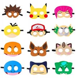  Pokemon Filc Maszk, farsang, 12 db-os készlet