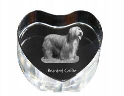 Art-Dog Bearded Collie kristály szív, dísz, kutya fénykép ajándéktárgy (5055882445017)