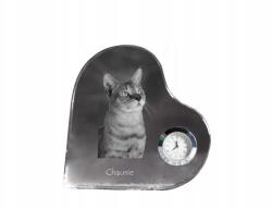  Chausie macska kristály szív alakú óra az Ön fényképével (5055882452923)