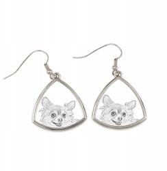 Art-Dog Chihuahua hosszú szőrű háromszög alakú lógós fülbevaló kutyával, fényképpel (5055882475113)