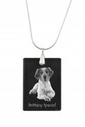 Art-Dog Brittany spániel ezüst nyaklánc kristály medállal, kutyával (5055882455436)