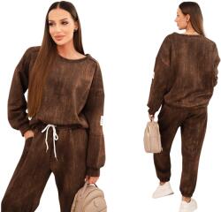 Kesi Női oversize melegítő szett viszkózból, mosott hatású, barna (5907302146694)