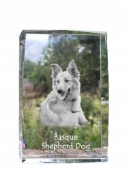 Art-Dog Baszk juhászkutya kép kutya kristály, ajándéktárgy, trófea köszönetnyilvánítás (5055882466678)