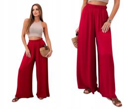 Kesi Bordó, magas derekú, széles szárú viszkóz női nadrág (5907302898265)