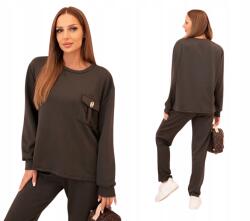 Kesi Khaki női melegítő szett dekoratív zsebbel és egyenes nadrággal (5907302510495)