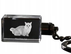 Art-Dog Munchkin macska kristály kulcstartó macska kulcstartó fényképpel megvilágított (5055882428799)