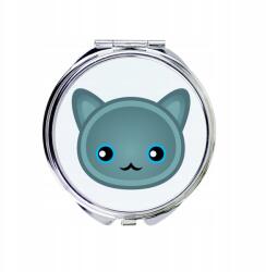 Orosz macska kék kompakt zsebtükör macskával, grafikával (5056739255070)