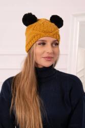 Kesi Polár sapka 2 pomponnal K291 mustársárga