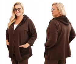 Kesi Plus Size hosszú ujjú pamut oversize női pulóver, barna (5907302142429)