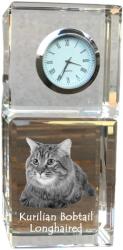 Art-Dog Kuril macska bobtail hosszú szőrű kristály asztali óra fényképpel (5055882418462)