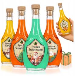 SuperButelki 5x Karácsonyi palackok Icona 250 tinktúra palackok Tartós Matricák Ajándék (ICONA_250_5x_BN)