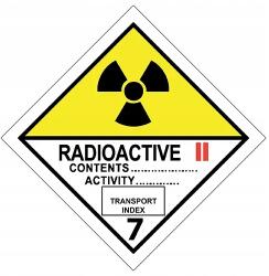  Öntapadó etikett címke 100x100mm Adr 7B Radioaktív anyagok II. kategória