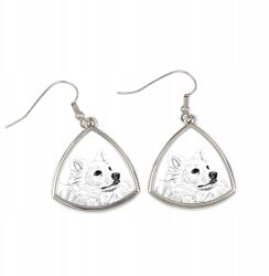 Art-Dog American Eskimo Dog háromszög alakú lógós fülbevaló kutyával, fényképpel (5055882475540)
