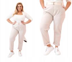 Kesi Bézs színű Plus Size női nadrág, magas derekú, 5XL-es (5907302844149)