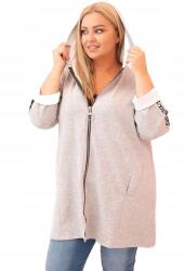 Kesi Szürke Plus Size női pulóver kapucnival és dekoratív cipzárral (5907302511171)