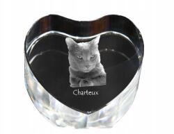 Art-Dog Chartreux macska kristály szív, dísz, macska fénykép ajándéktárgy (5055882446700)