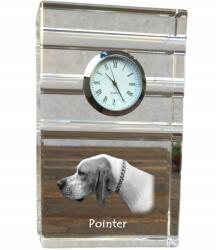 Art-Dog Pointer kristály asztali karóra kutyával, saját fotóval, ajándéktárgy (5060383449716)
